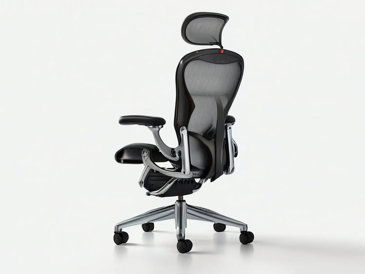 Ergonomic High-Back Mesh Office Chair with Adjustable Headrest, Black/Silver, 28.3 x 27.6 x 49.2-53.1 in