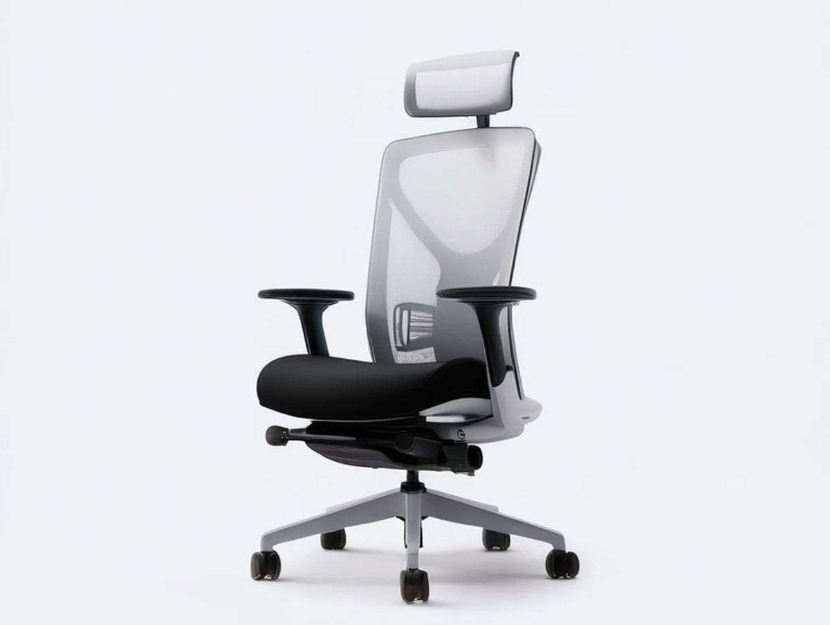 Ergonomic High-Back Mesh Office Chair with Adjustable Headrest, Black/Gray, 66 x 66 x 118-128 cm