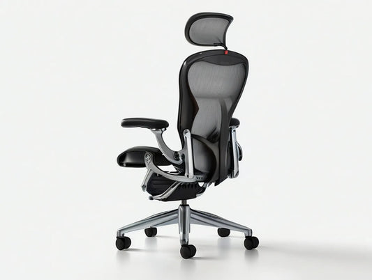 Ergonomic High-Back Mesh Office Chair with Adjustable Headrest, Black/Silver, 28.3 x 27.6 x 49.2-53.1 in