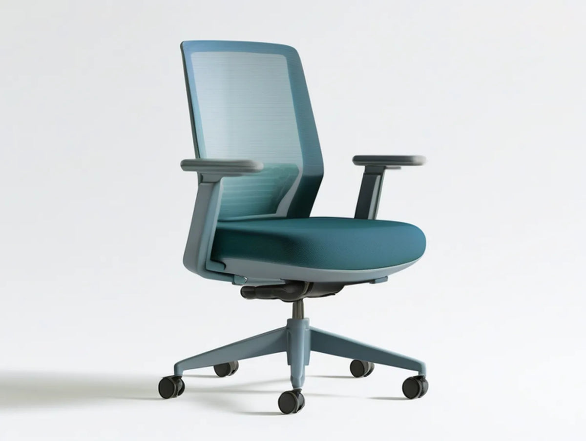 Ergonomic High-Back Mesh Office Chair with Fixed Arms, Teal/Black, 25.6 x 25.6 x 39.4-43.3 in