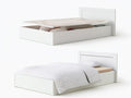 Full Size Lift-Up Storage Bed Frame with Headboard, White, Fits 54 x 75 in Mattress