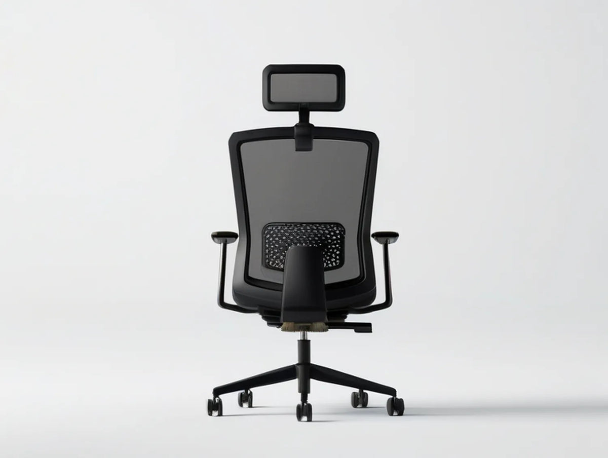 Black Ergonomic Mesh Swivel Chair with Adjustable Headrest and Lumbar Support, 26 x 26 x 46.5-50.5 in