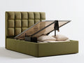 Queen Olive Green Upholstered Storage Bed Frame, 63 x 83 x 47 in