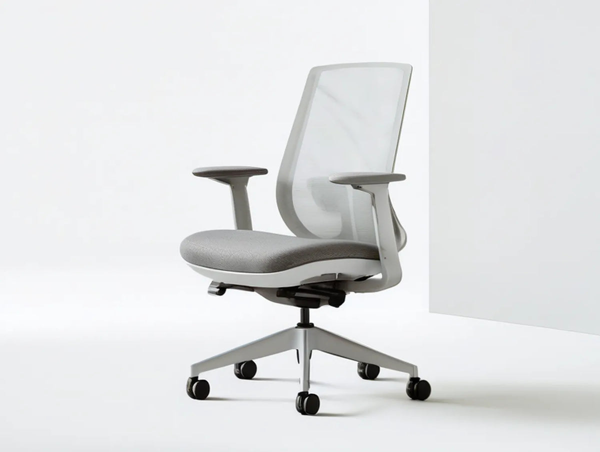 Ergonomic Mesh Office Chair with Adjustable Armrests, Light Gray/Silver/Black, 26 x 26 x 42.5-46.5 in