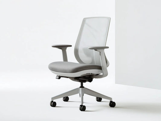 Ergonomic Mesh Office Chair with Adjustable Armrests, Light Gray/Silver/Black, 26 x 26 x 42.5-46.5 in