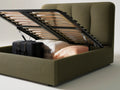 Queen Olive Green Upholstered Lift-Up Storage Bed, 63 x 84 x 48 in