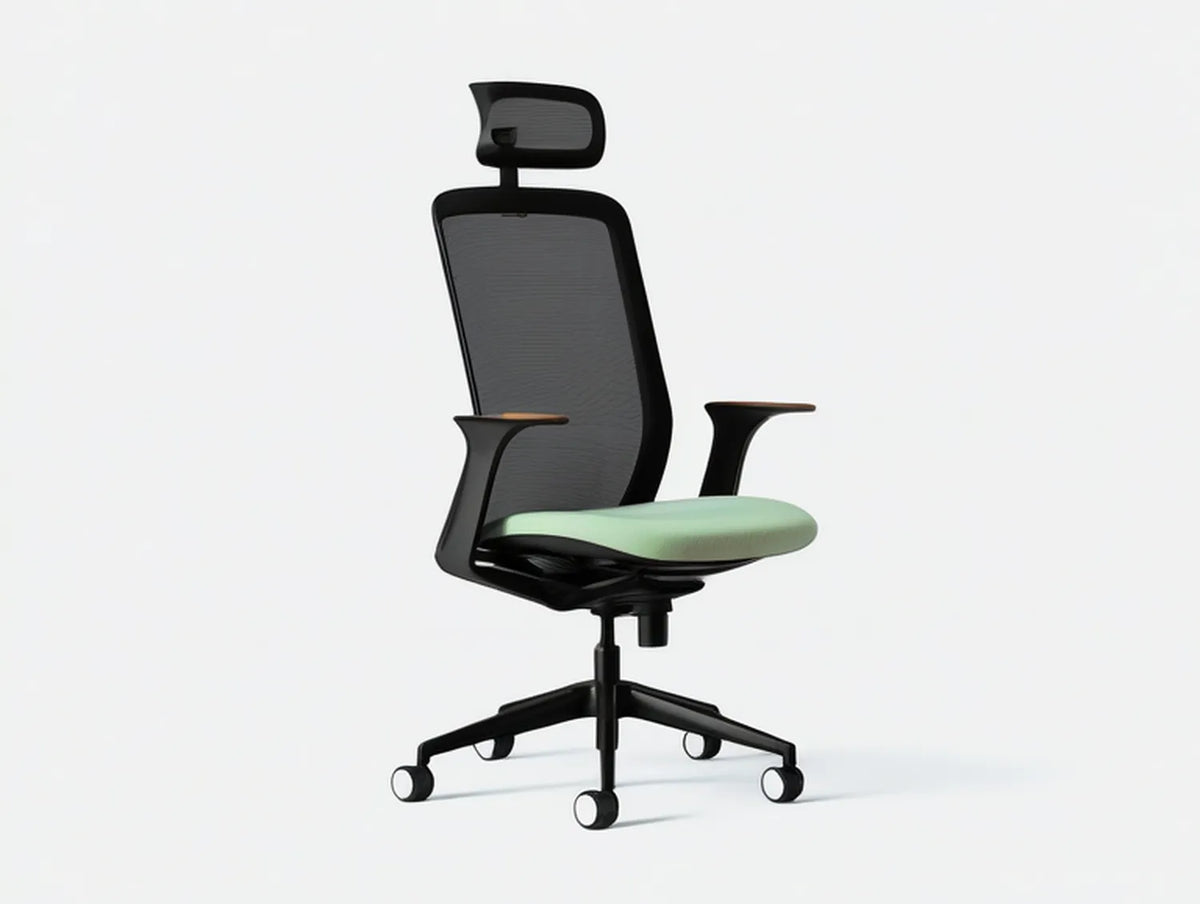 Ergonomic High-Back Mesh Office Chair with Adjustable Headrest, Mint Green PU Seat, 26 x 26 x 46-50 in