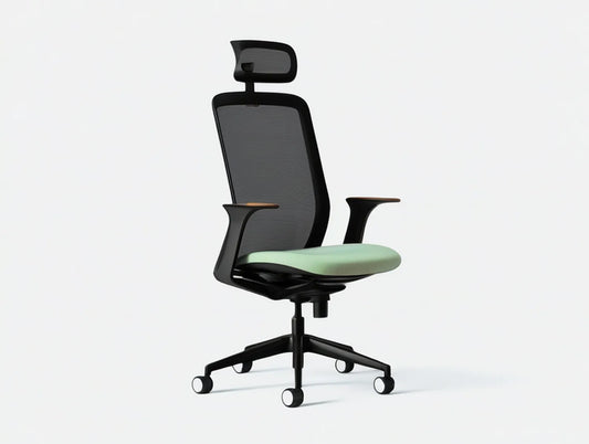 Ergonomic High-Back Mesh Office Chair with Adjustable Headrest, Mint Green PU Seat, 26 x 26 x 46-50 in
