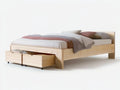 Queen-Size Natural Pine Storage Platform Bed with 2 Rolling Drawers, 64 x 84 x 36 in