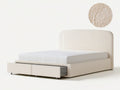 Cream Upholstered Queen Storage Bed with 2 Pull-Out Drawers, 64 x 85 x 50 in