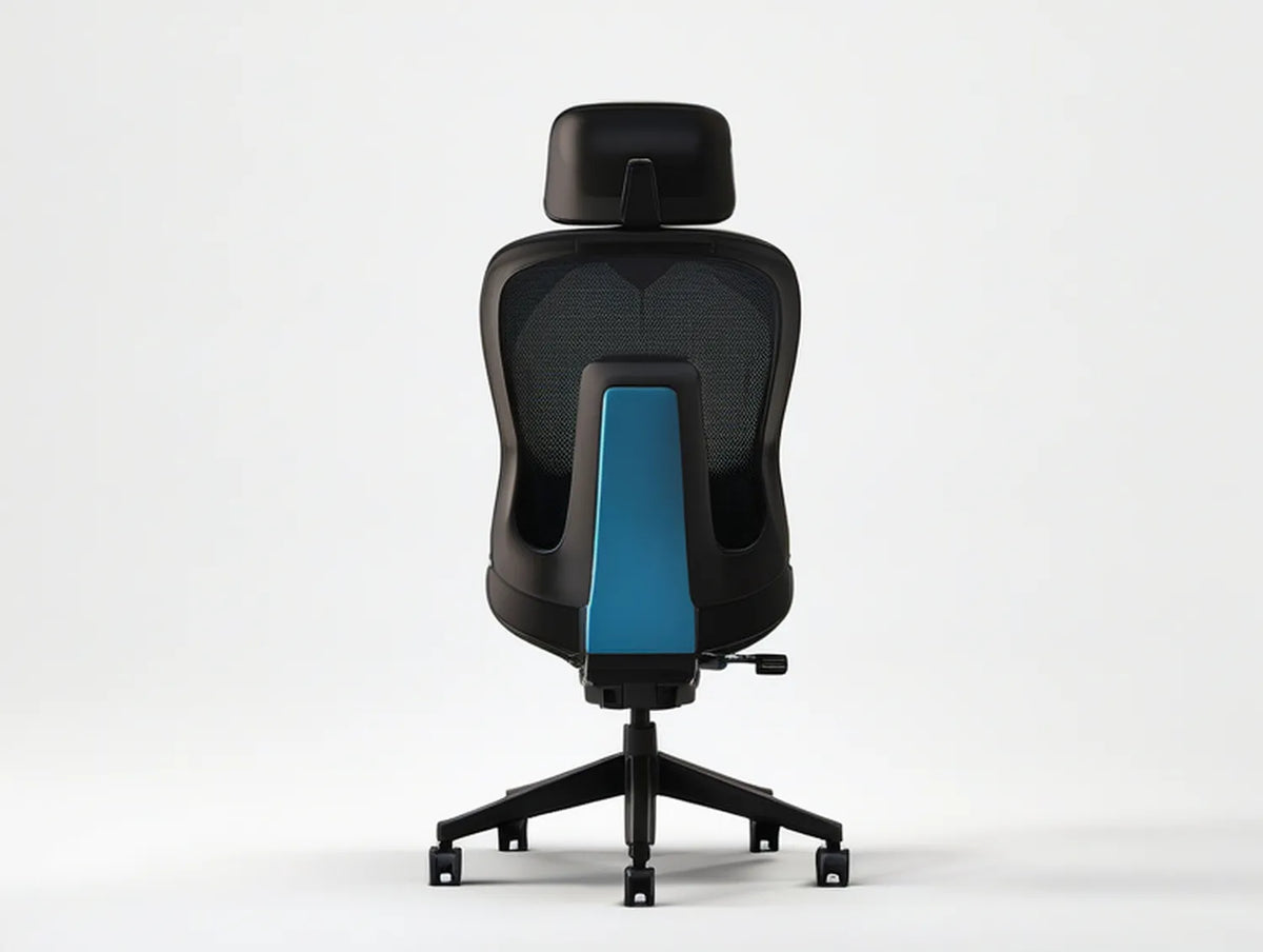 Ergonomic High-Back Mesh Office Chair with Adjustable Headrest, Lumbar Support and Armrests, Black/Blue, 27.6 x 27.6 x 46.5-50.4 in