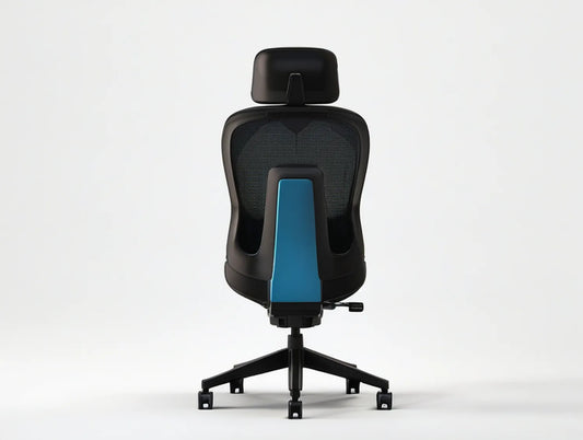 Ergonomic High-Back Mesh Office Chair with Adjustable Headrest, Lumbar Support and Armrests, Black/Blue, 27.6 x 27.6 x 46.5-50.4 in