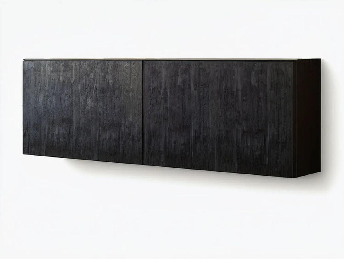 70.9 in Black Floating Wall-Mounted Media Console with 2 Doors